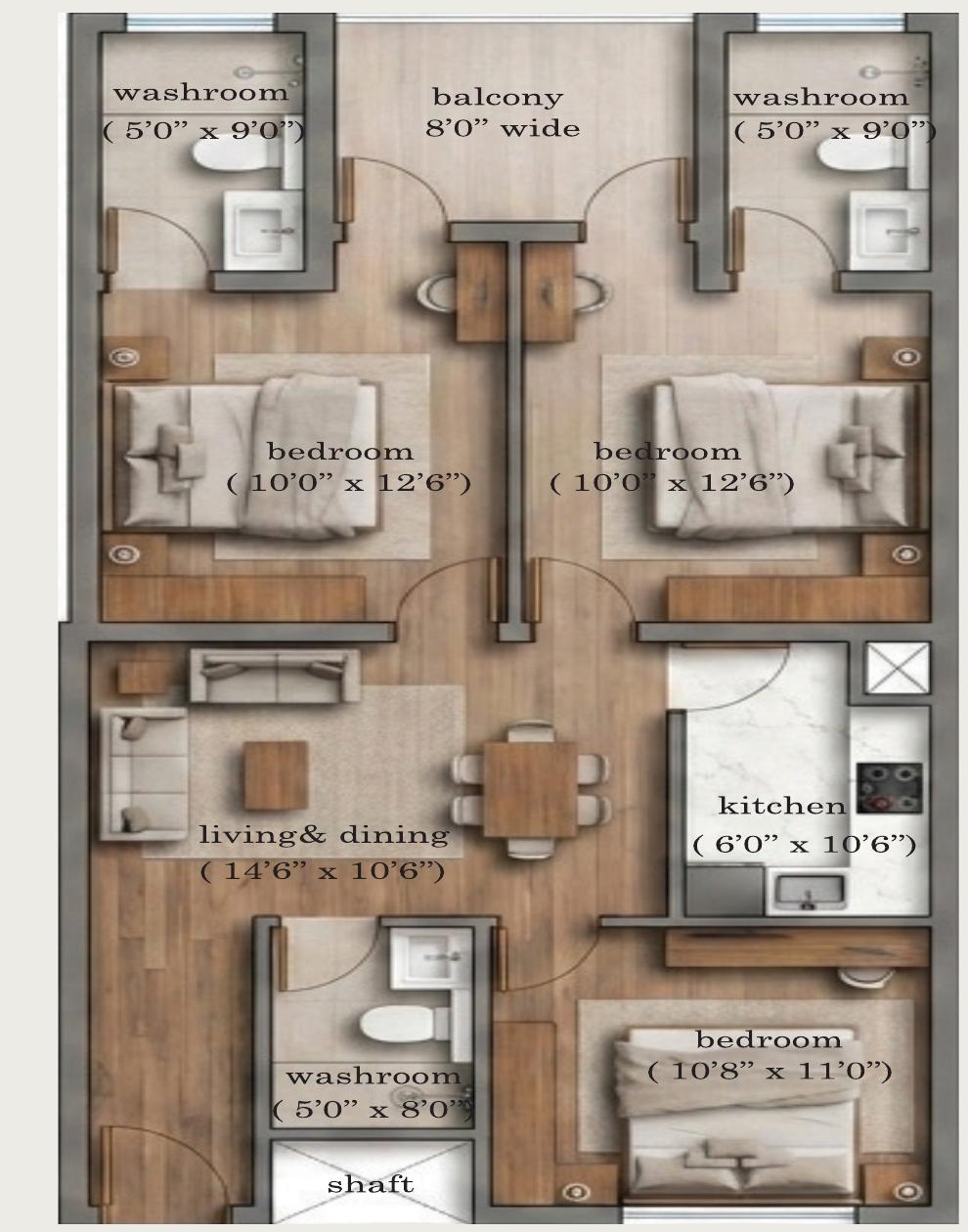 1450 sq.ft floor plan